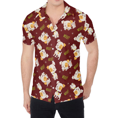 Happy Jack Russell Terrier Pattern Print Men's Shirt