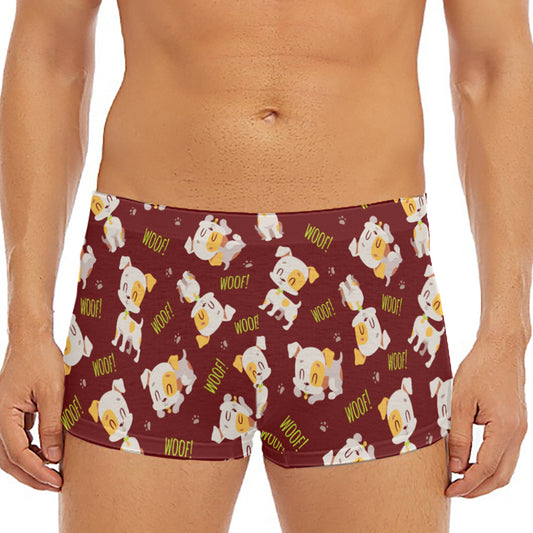 Happy Jack Russell Terrier Pattern Print Men's Short Boxer Briefs