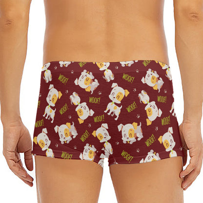 Happy Jack Russell Terrier Pattern Print Men's Short Boxer Briefs