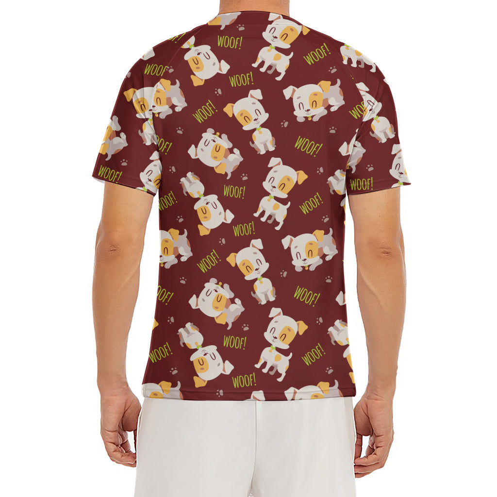 Happy Jack Russell Terrier Pattern Print Men's Short Sleeve Rash Guard