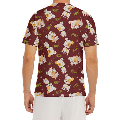 Happy Jack Russell Terrier Pattern Print Men's Short Sleeve Rash Guard
