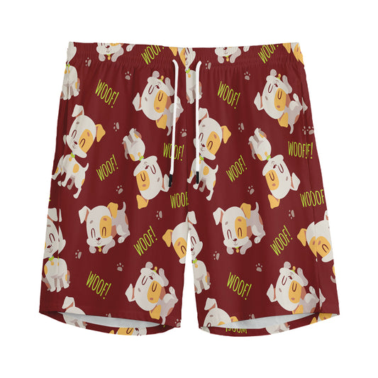 Happy Jack Russell Terrier Pattern Print Men's Sports Shorts