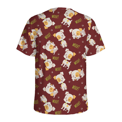 Happy Jack Russell Terrier Pattern Print Men's Sports T-Shirt