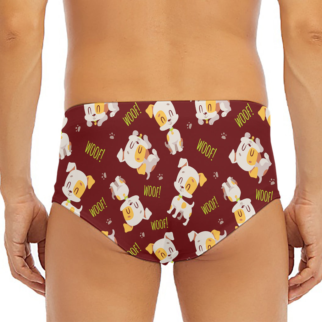 Happy Jack Russell Terrier Pattern Print Men's Triangle Swim Briefs