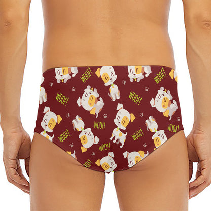 Happy Jack Russell Terrier Pattern Print Men's Triangle Swim Briefs