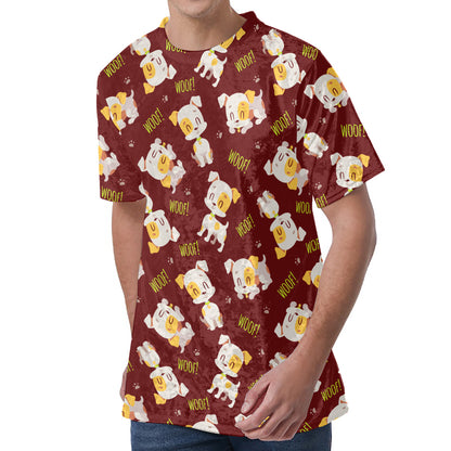 Happy Jack Russell Terrier Pattern Print Men's Velvet T-Shirt
