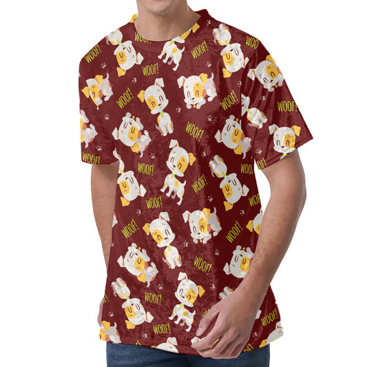 Happy Jack Russell Terrier Pattern Print Men's Velvet T-Shirt