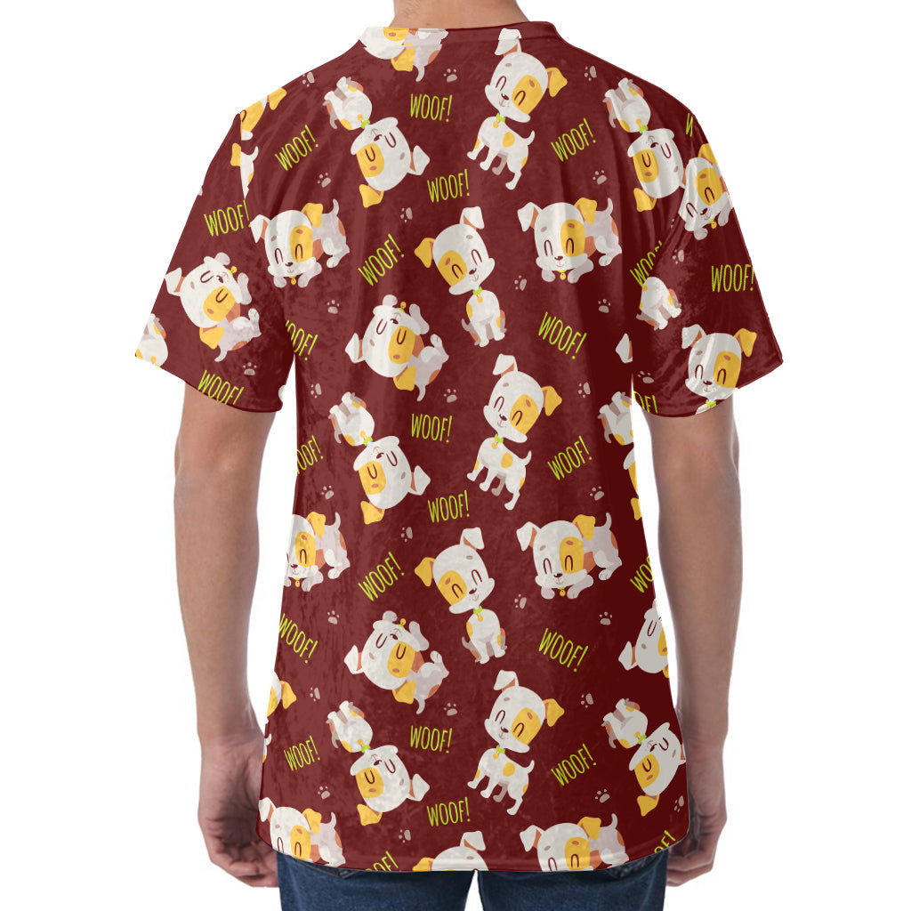 Happy Jack Russell Terrier Pattern Print Men's Velvet T-Shirt
