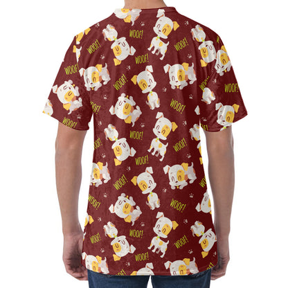 Happy Jack Russell Terrier Pattern Print Men's Velvet T-Shirt