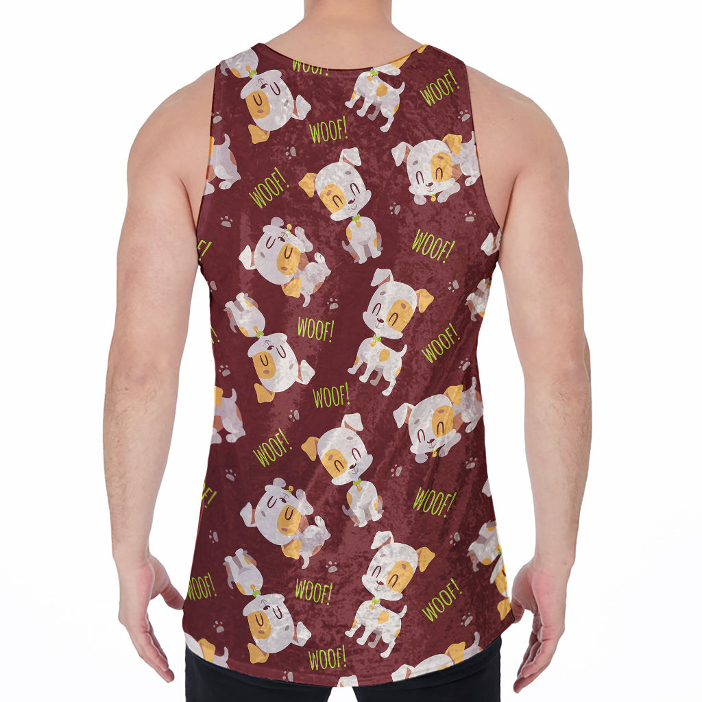 Happy Jack Russell Terrier Pattern Print Men's Velvet Tank Top