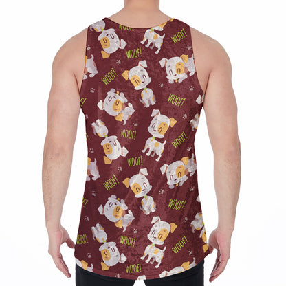 Happy Jack Russell Terrier Pattern Print Men's Velvet Tank Top