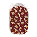 Happy Jack Russell Terrier Pattern Print Mesh Laundry Hamper