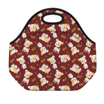 Happy Jack Russell Terrier Pattern Print Neoprene Lunch Bag