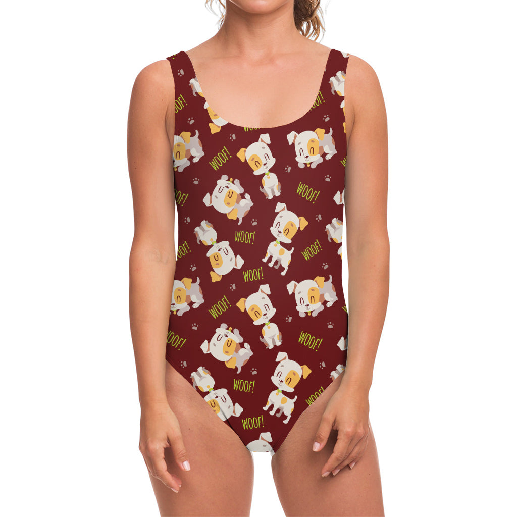 Happy Jack Russell Terrier Pattern Print One Piece Swimsuit