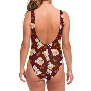 Happy Jack Russell Terrier Pattern Print One Piece Swimsuit