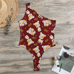 Happy Jack Russell Terrier Pattern Print One Shoulder Bodysuit