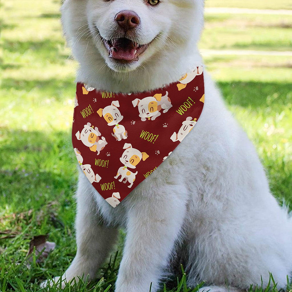 Happy Jack Russell Terrier Pattern Print Over The Collar Dog Bandana