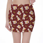 Happy Jack Russell Terrier Pattern Print Pencil Mini Skirt