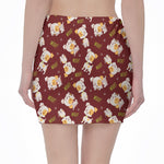 Happy Jack Russell Terrier Pattern Print Pencil Mini Skirt