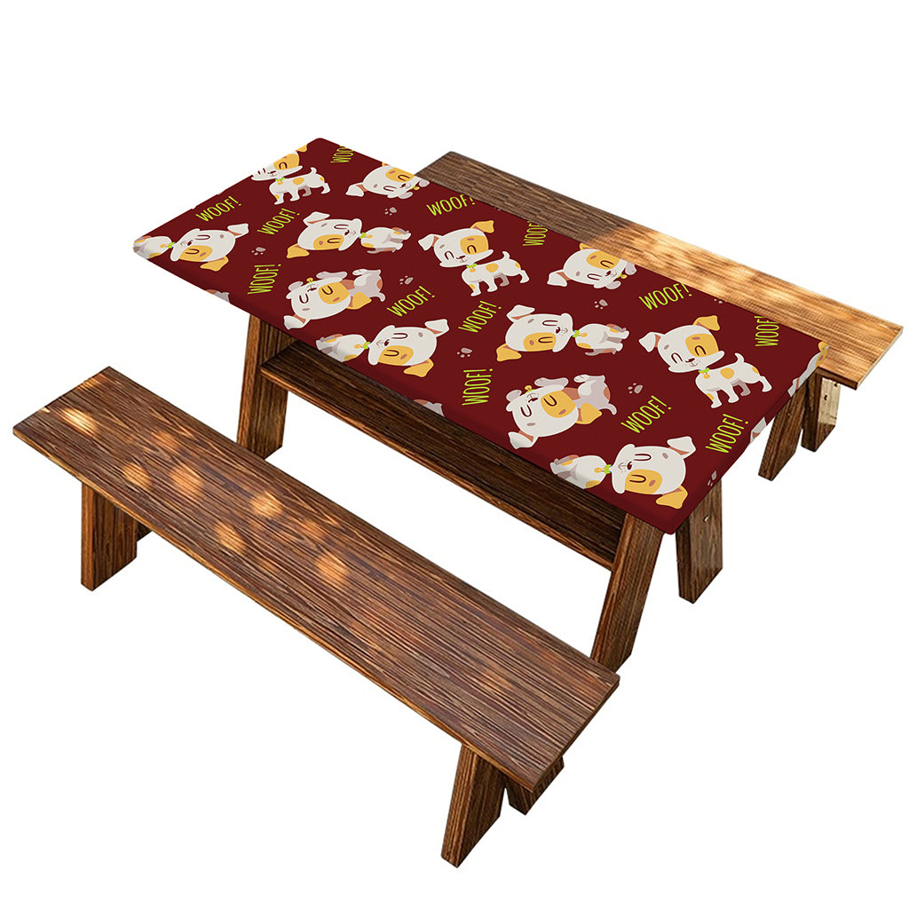 Happy Jack Russell Terrier Pattern Print Picnic Table Cover