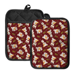 Happy Jack Russell Terrier Pattern Print Pot Holders With Pocket