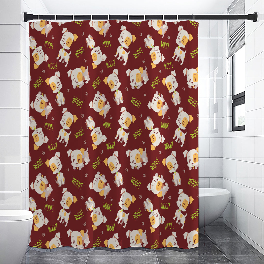 Happy Jack Russell Terrier Pattern Print Premium Shower Curtain