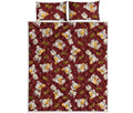 Happy Jack Russell Terrier Pattern Print Quilt Bed Set