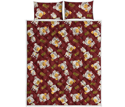Happy Jack Russell Terrier Pattern Print Quilt Bed Set