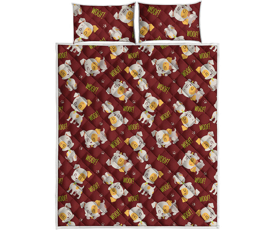 Happy Jack Russell Terrier Pattern Print Quilt Bed Set