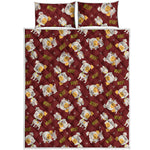 Happy Jack Russell Terrier Pattern Print Quilt Bed Set