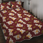 Happy Jack Russell Terrier Pattern Print Quilt Bed Set