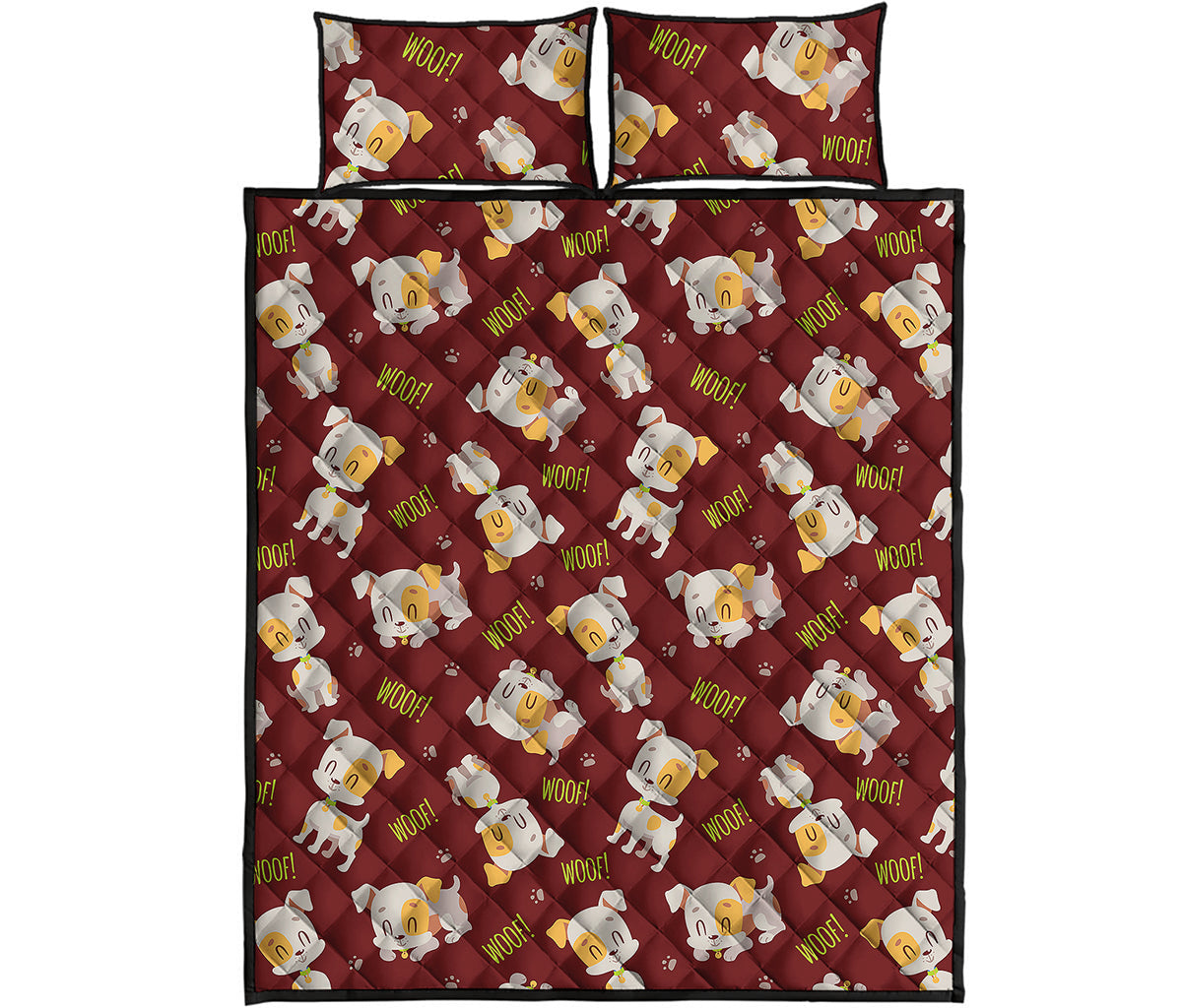 Happy Jack Russell Terrier Pattern Print Quilt Bed Set
