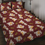 Happy Jack Russell Terrier Pattern Print Quilt Bed Set