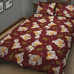 Happy Jack Russell Terrier Pattern Print Quilt Bed Set