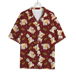 Happy Jack Russell Terrier Pattern Print Rayon Hawaiian Shirt