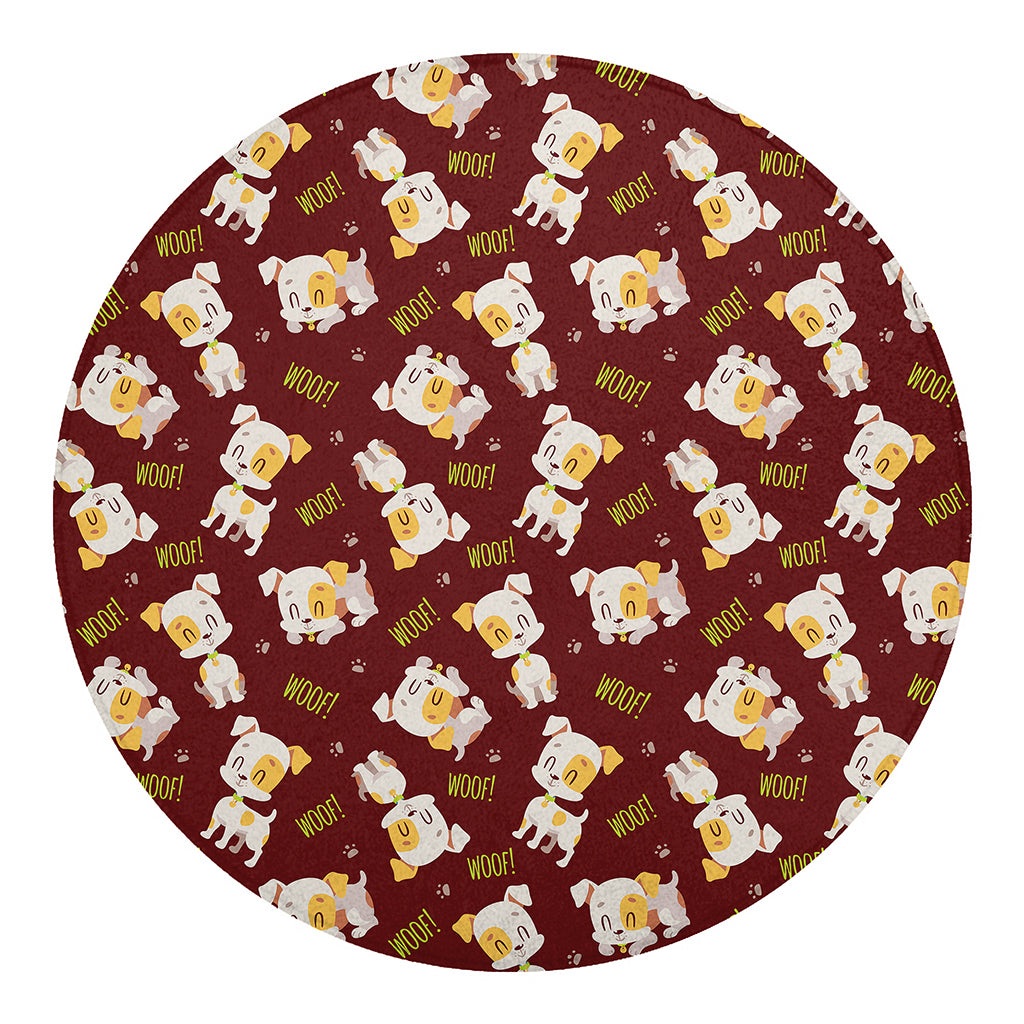 Happy Jack Russell Terrier Pattern Print Round Blanket
