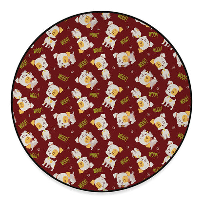 Happy Jack Russell Terrier Pattern Print Round Floor Mat