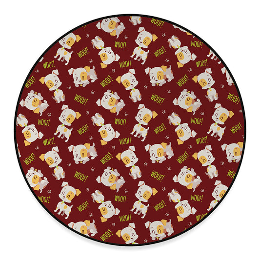 Happy Jack Russell Terrier Pattern Print Round Floor Mat