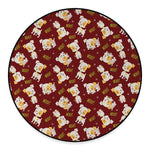 Happy Jack Russell Terrier Pattern Print Round Floor Mat