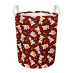 Happy Jack Russell Terrier Pattern Print Round Laundry Basket