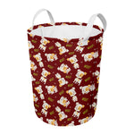 Happy Jack Russell Terrier Pattern Print Round Laundry Basket