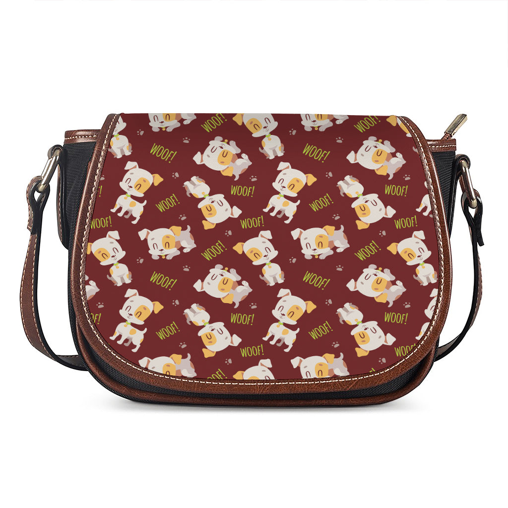 Happy Jack Russell Terrier Pattern Print Saddle Bag