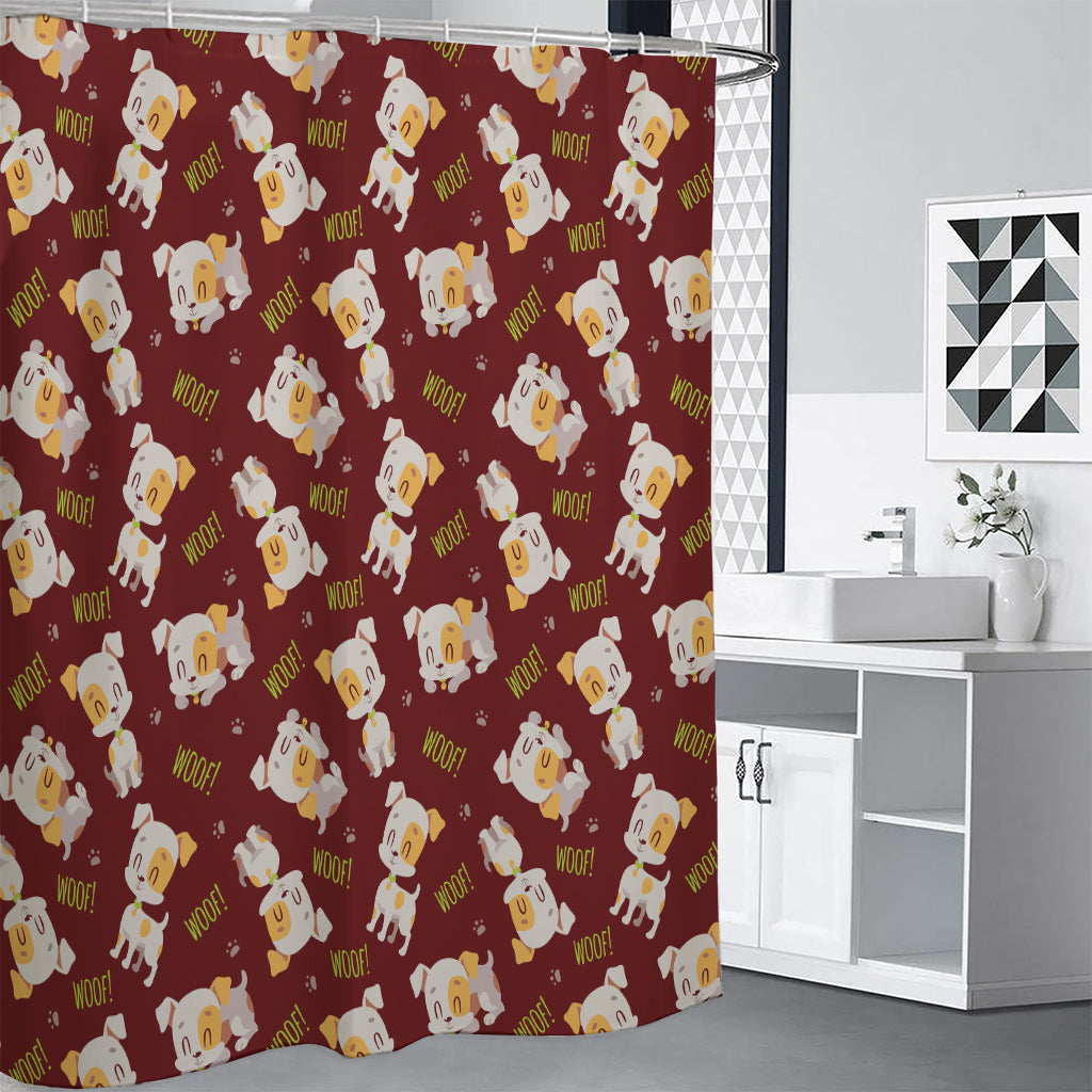 Happy Jack Russell Terrier Pattern Print Shower Curtain