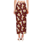 Happy Jack Russell Terrier Pattern Print Side Slit Maxi Skirt