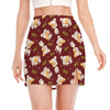 Happy Jack Russell Terrier Pattern Print Side Slit Mini Skirt