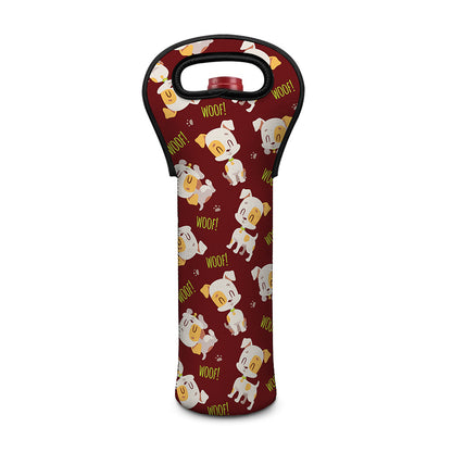 Happy Jack Russell Terrier Pattern Print Single Neoprene Wine Tote