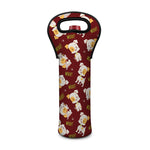 Happy Jack Russell Terrier Pattern Print Single Neoprene Wine Tote