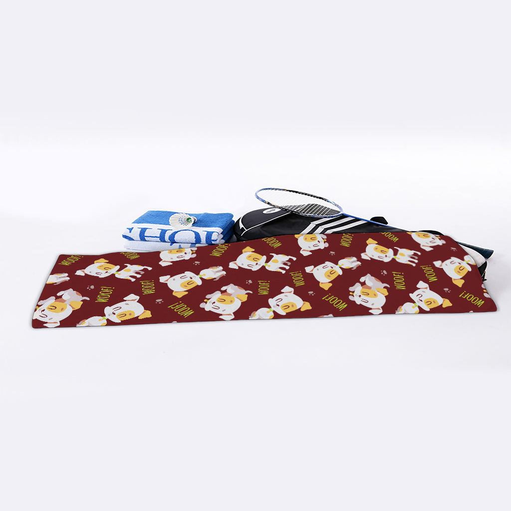 Happy Jack Russell Terrier Pattern Print Sports Towel