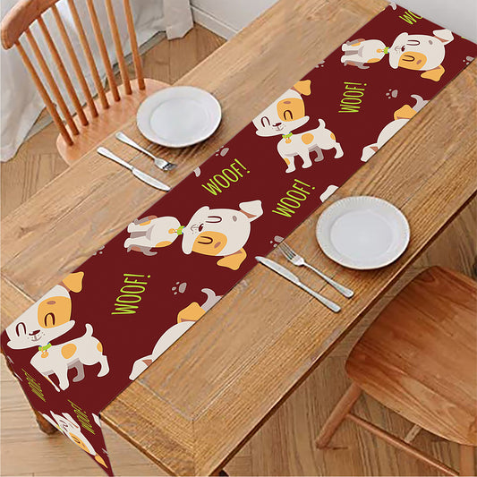 Happy Jack Russell Terrier Pattern Print Table Runner