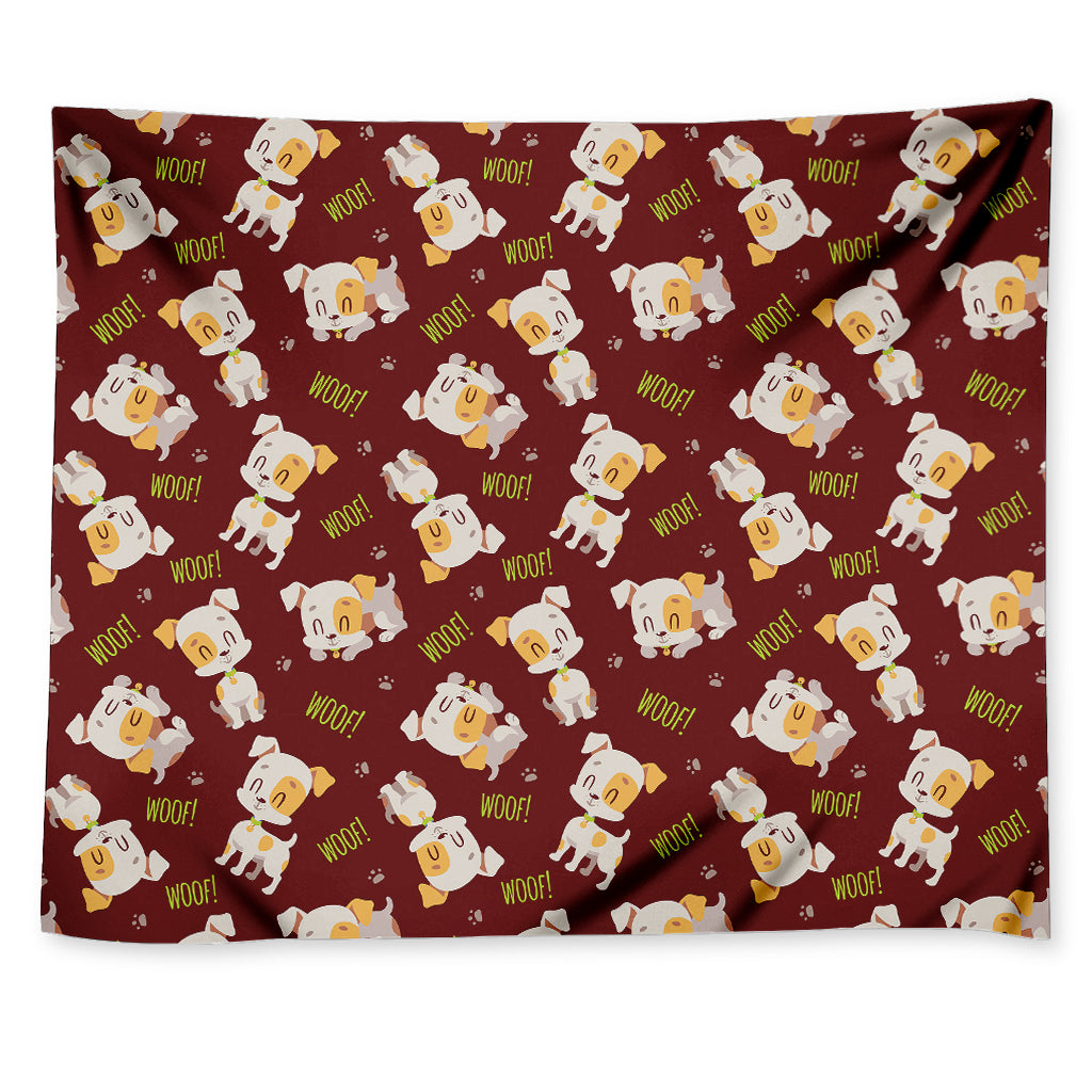 Happy Jack Russell Terrier Pattern Print Tapestry